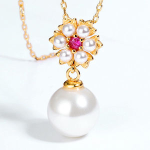 Pearl Flower Pendant Sterling Silver Pendant Gold